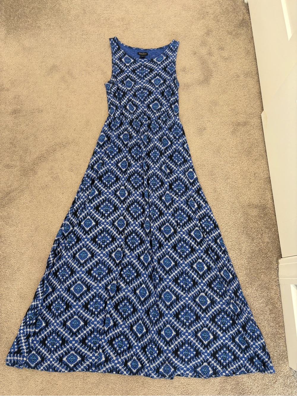 Lucky Brand Blue Multi Geometric Sleeveless Maxi Dress